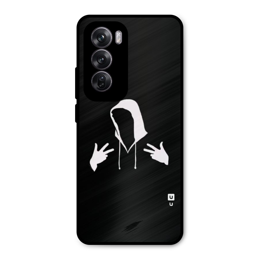 Cool Hoodie Silhouette Metal Back Case for Oppo Reno12 Pro