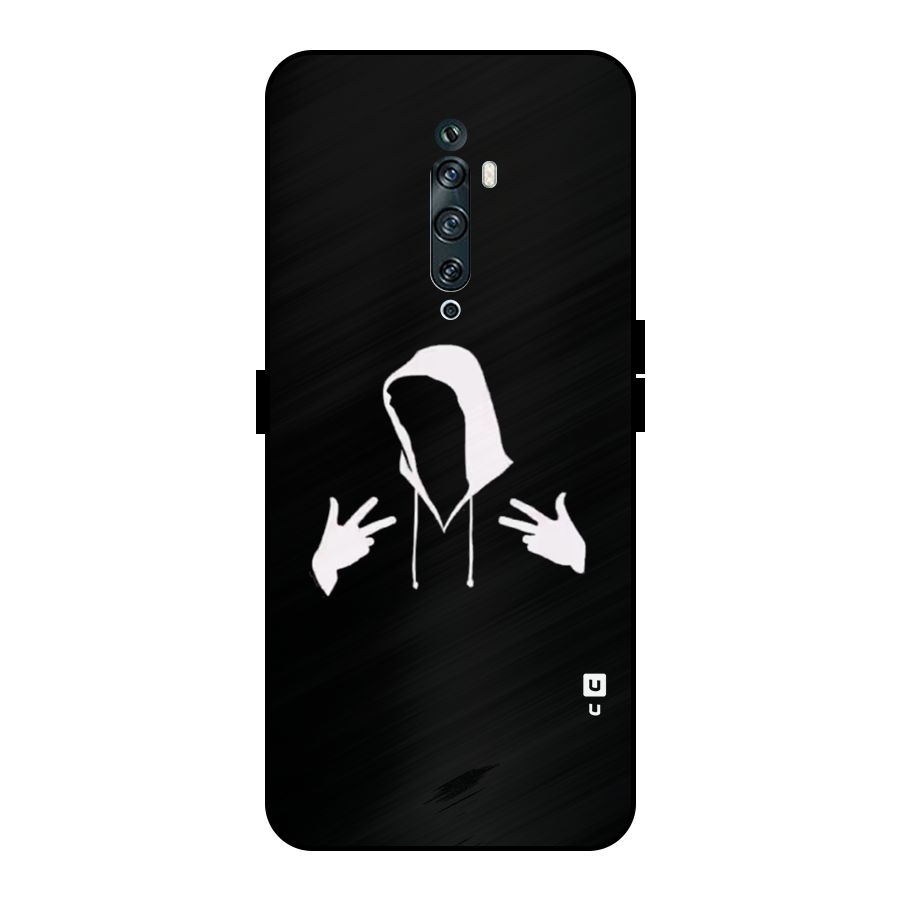 Cool Hoodie Silhouette Metal Back Case for Oppo Reno2 F