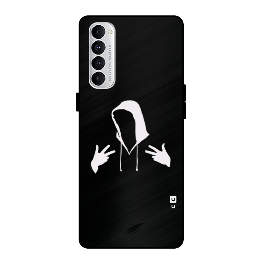 Cool Hoodie Silhouette Metal Back Case for Oppo Reno4 Pro