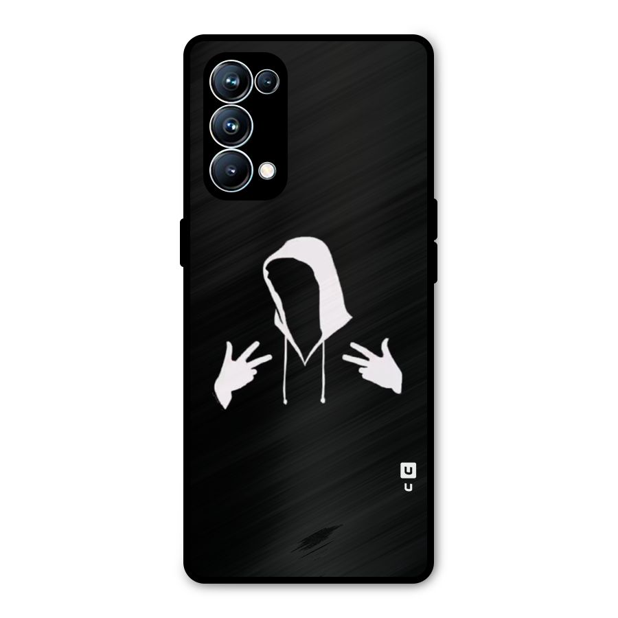 Cool Hoodie Silhouette Metal Back Case for Oppo Reno5 Pro 5G