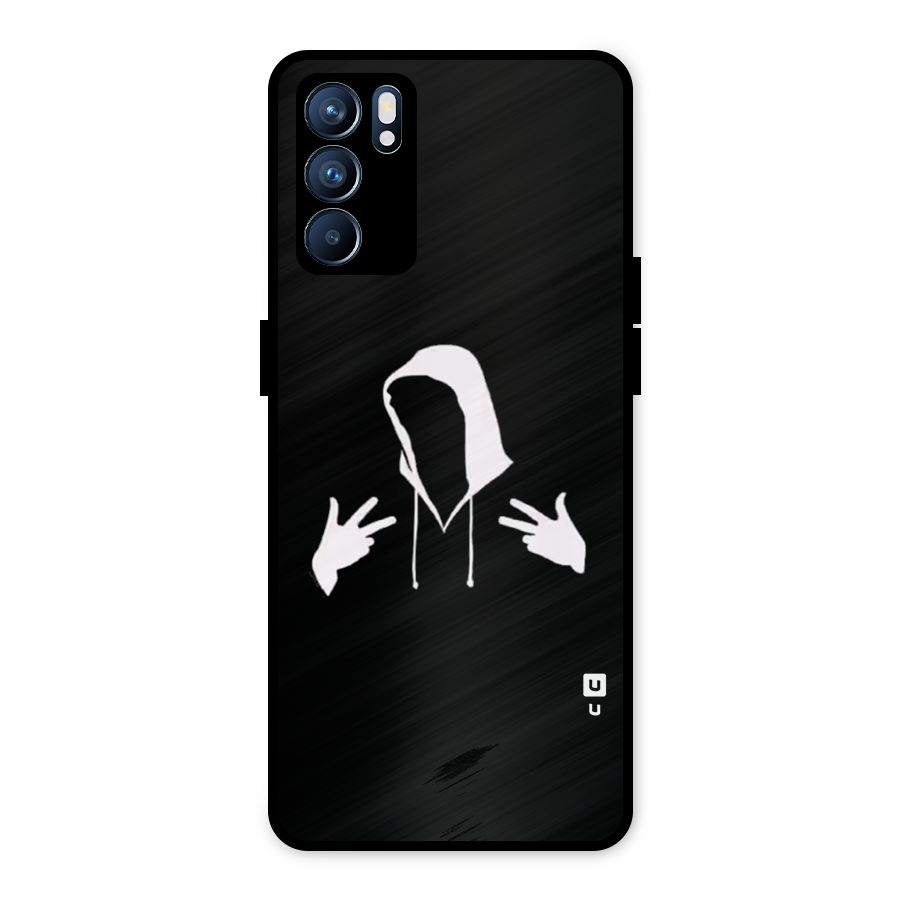 Cool Hoodie Silhouette Metal Back Case for Oppo Reno6 5G