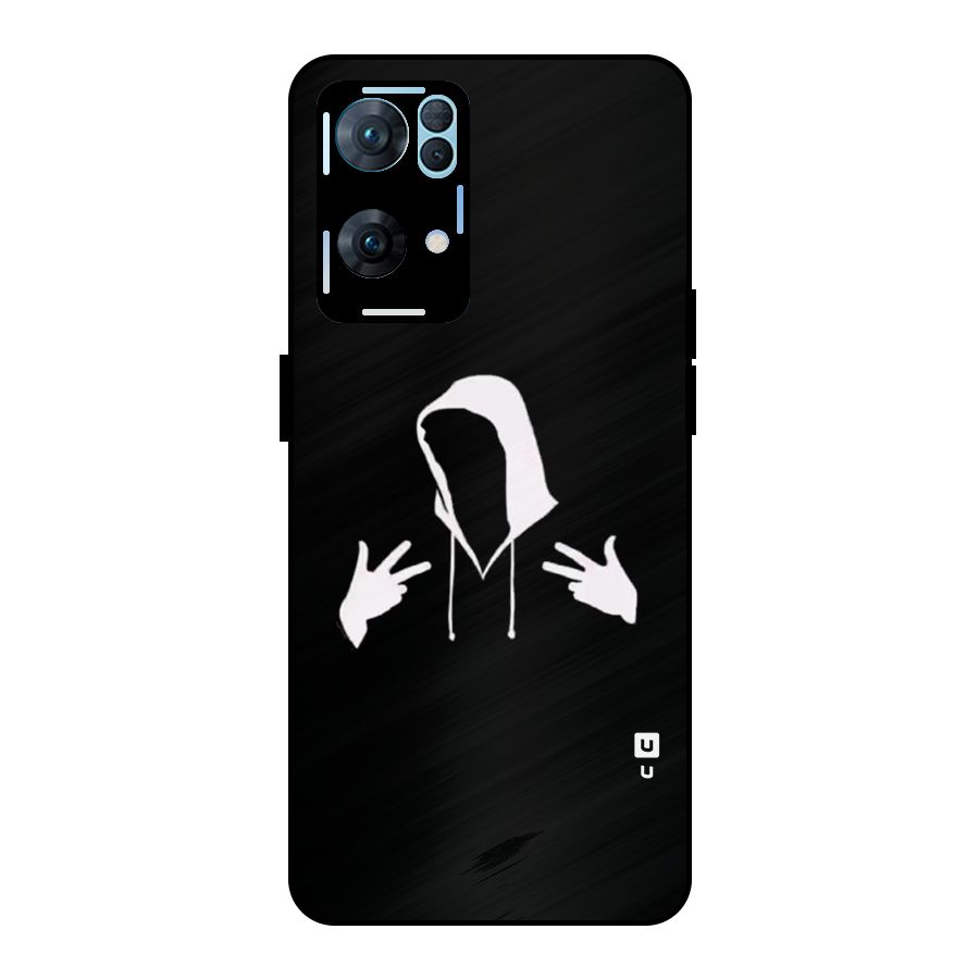 Cool Hoodie Silhouette Metal Back Case for Oppo Reno7 Pro 5G