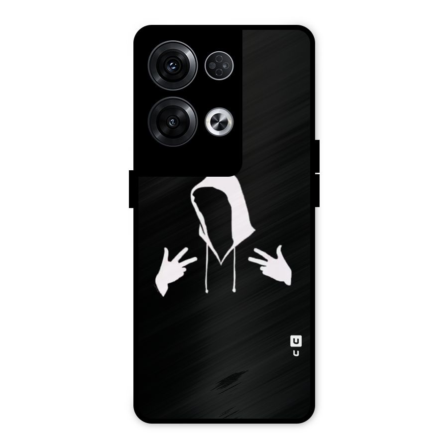 Cool Hoodie Silhouette Metal Back Case for Oppo Reno8 Pro 5G