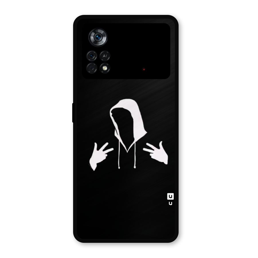 Cool Hoodie Silhouette Metal Back Case for Poco X4 Pro 5G