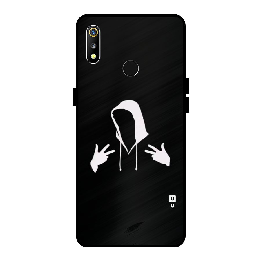 Cool Hoodie Silhouette Metal Back Case for Realme 3