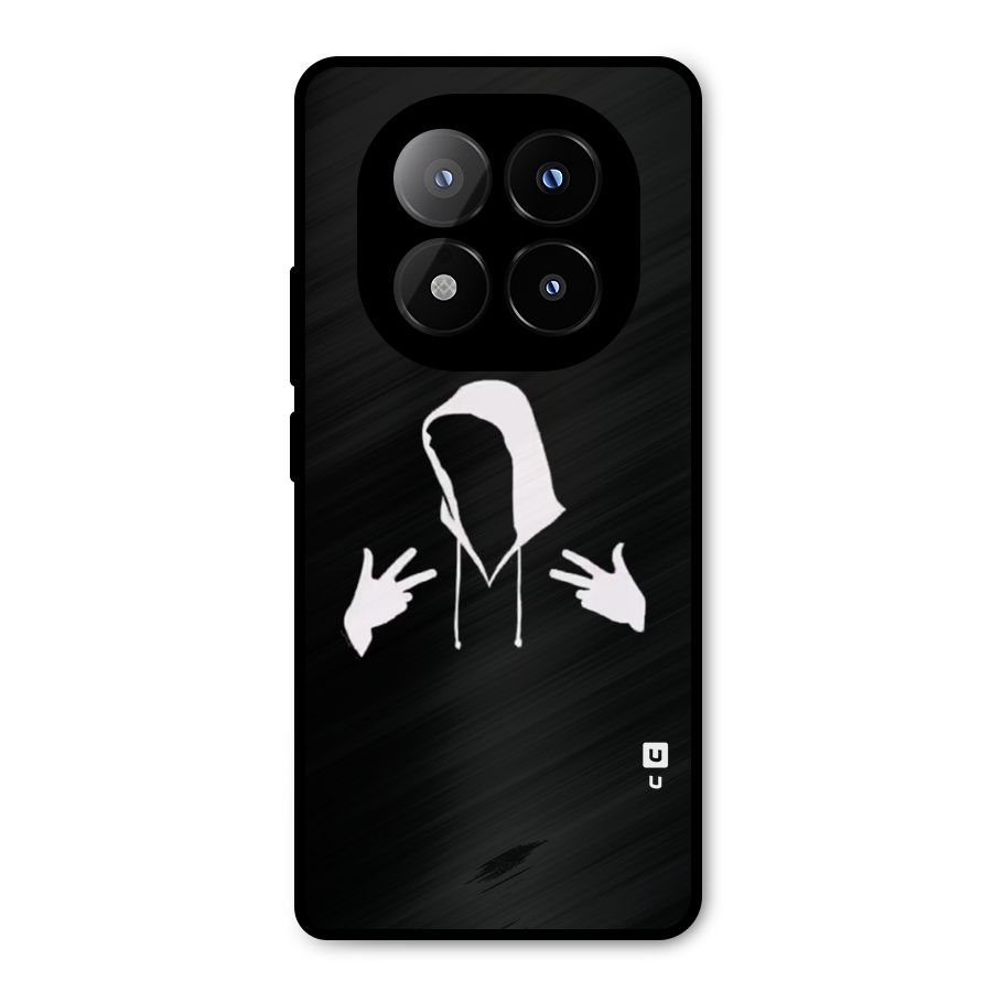 Cool Hoodie Silhouette Metal Back Case for Redmi Note 14 Pro Plus 5G