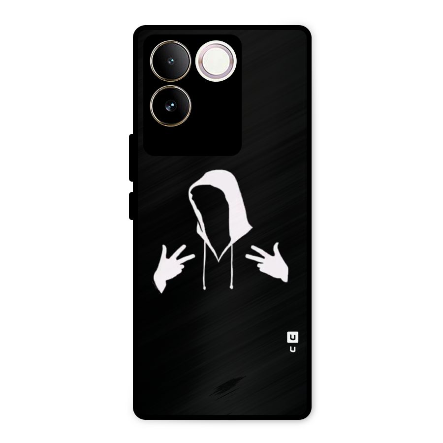 Cool Hoodie Silhouette Metal Back Case for Vivo T2 Pro