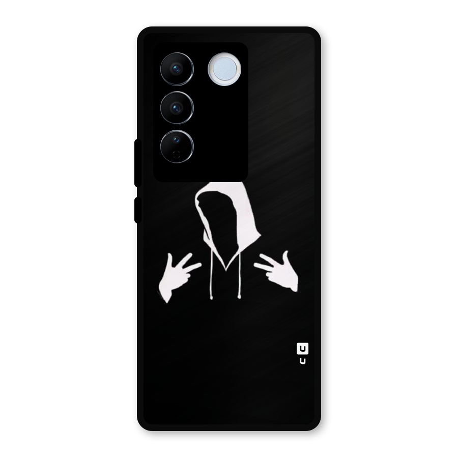 Cool Hoodie Silhouette Metal Back Case for Vivo V27 Pro