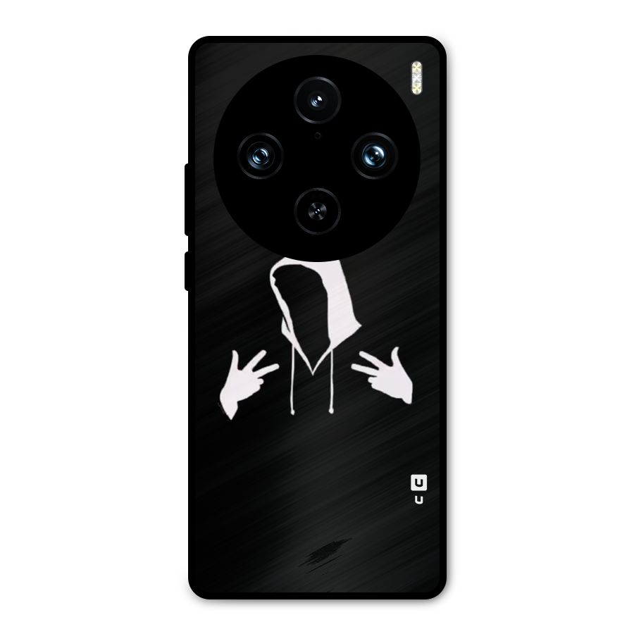 Cool Hoodie Silhouette Metal Back Case for Vivo X100 Pro