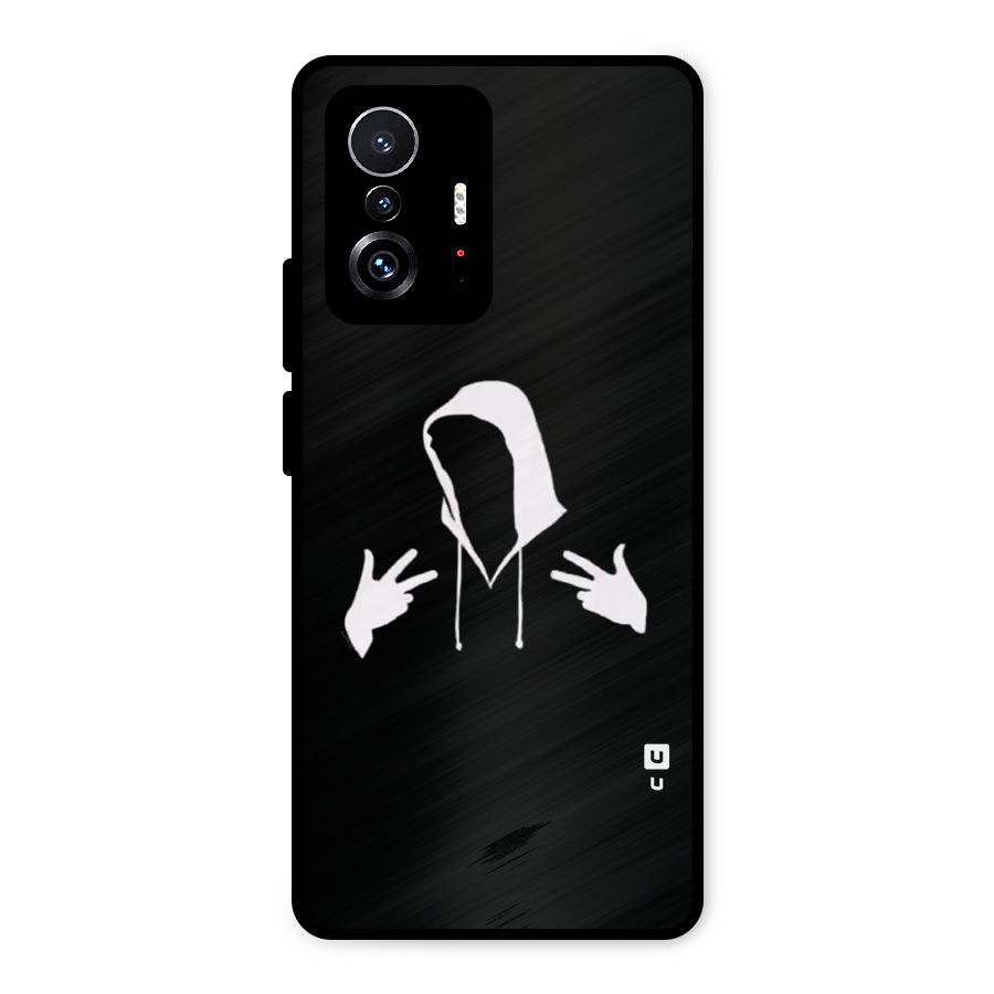 Cool Hoodie Silhouette Metal Back Case for Xiaomi 11T Pro