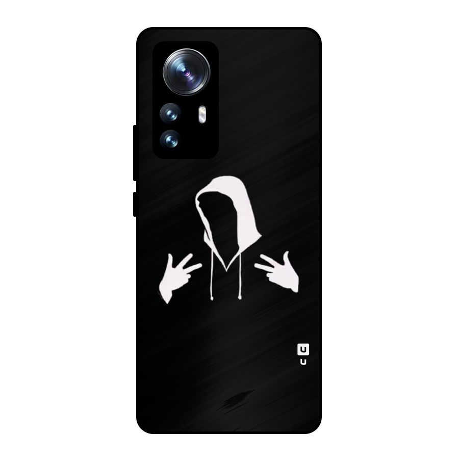 Cool Hoodie Silhouette Metal Back Case for Xiaomi 12 Pro