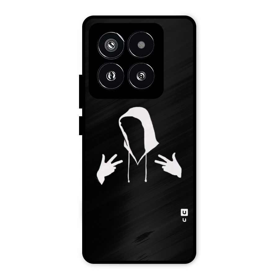 Cool Hoodie Silhouette Metal Back Case for Xiaomi 14 Pro