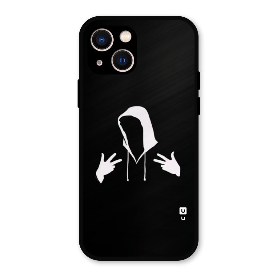 Cool Hoodie Silhouette Metal Back Case for iPhone 13