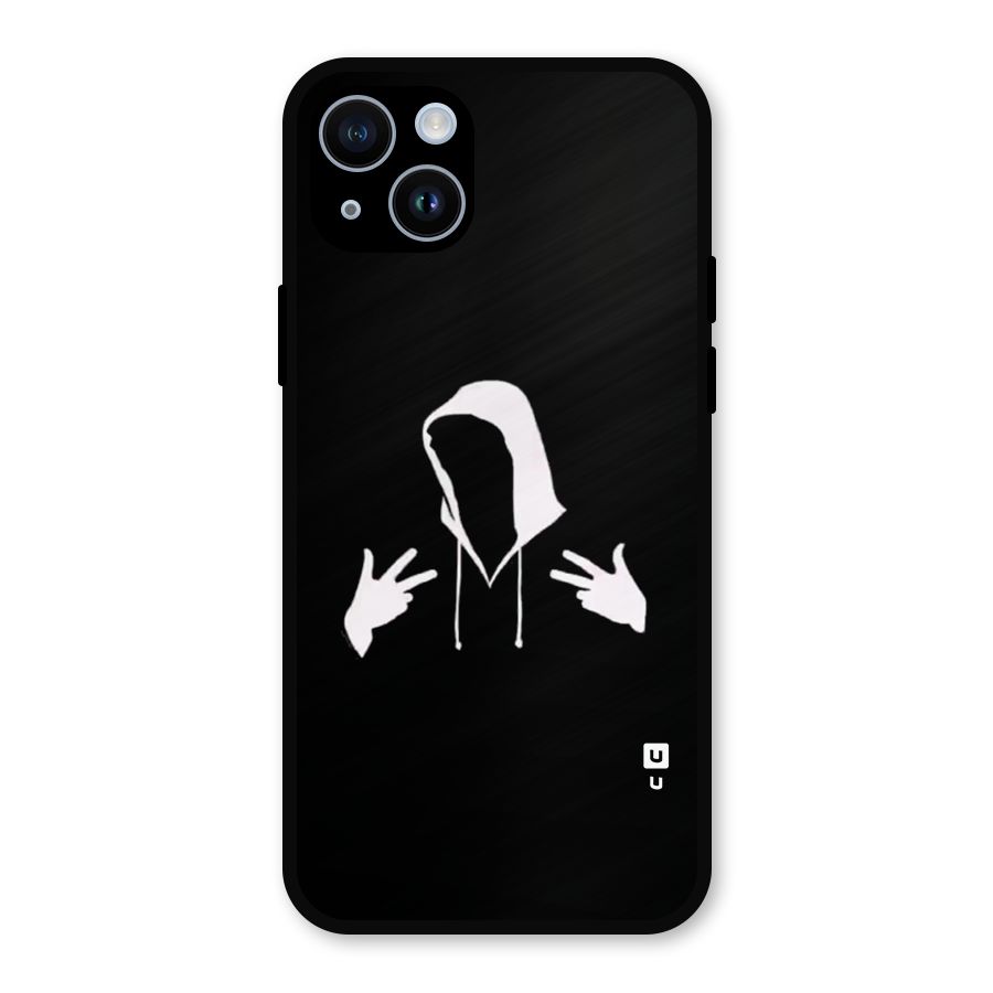Cool Hoodie Silhouette Metal Back Case for iPhone 14