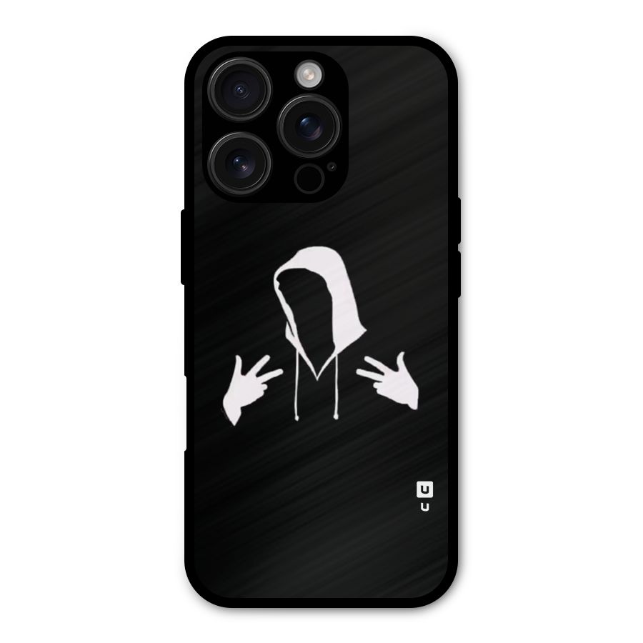 Cool Hoodie Silhouette Metal Back Case for iPhone 16 Pro