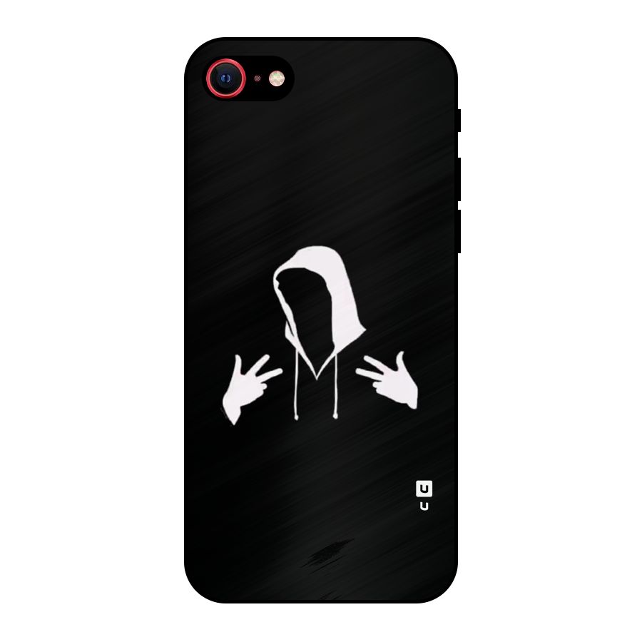Cool Hoodie Silhouette Metal Back Case for iPhone SE 2022