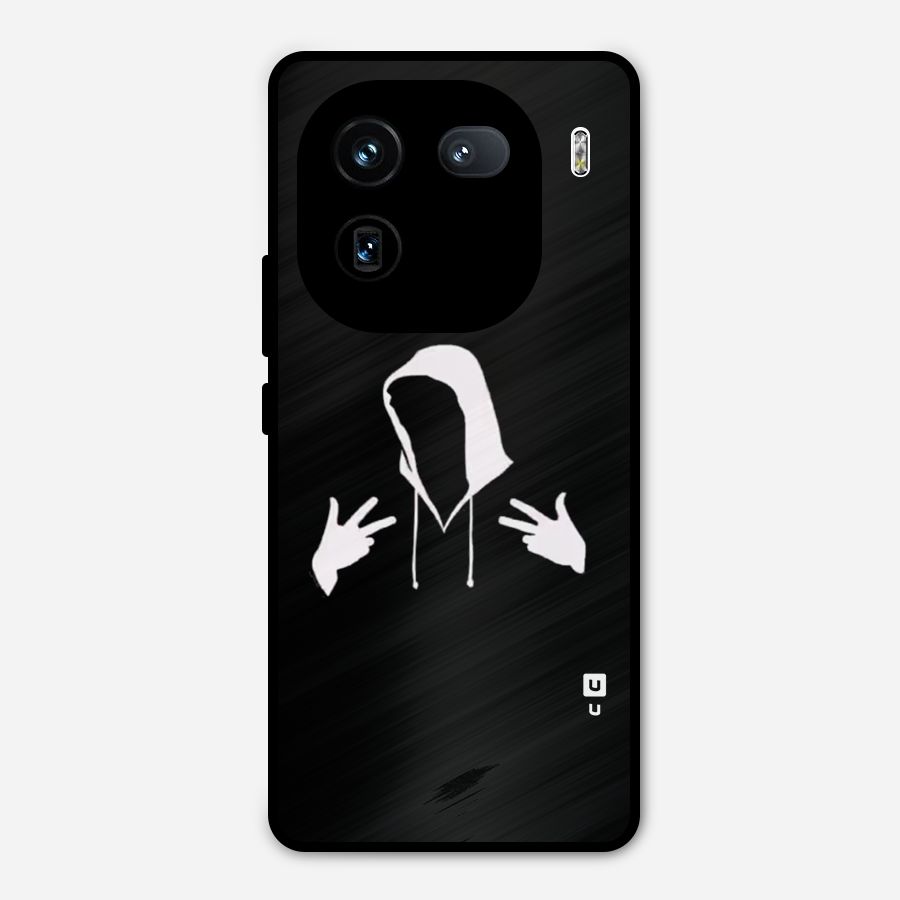 Cool Hoodie Silhouette Metal Back Case for iQOO 12