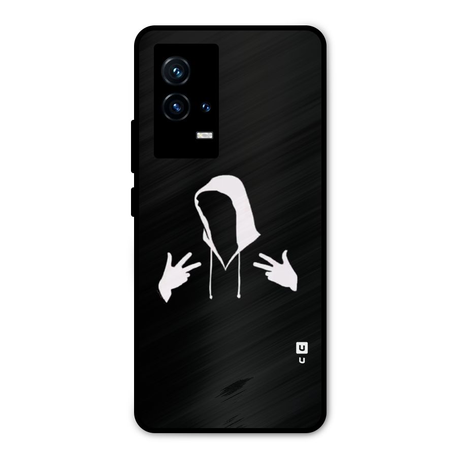 Cool Hoodie Silhouette Metal Back Case for iQOO 9 5G