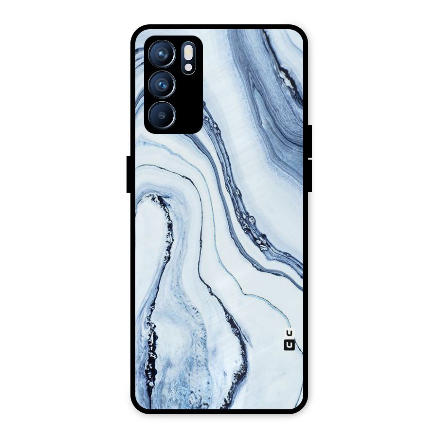 Cool Marble Art Metal Back Case for Oppo Reno6 5G
