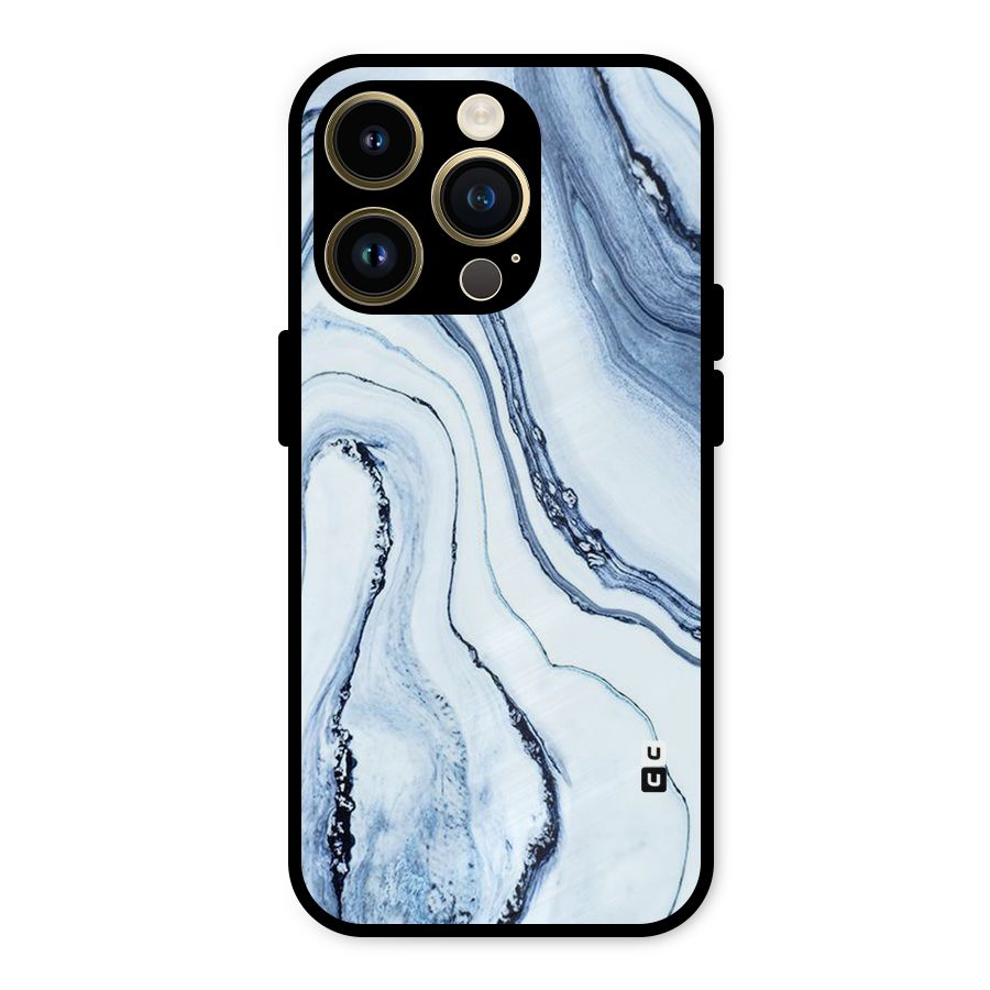 Cool Marble Style (Printed) Metal Back Case for iPhone 14 Pro