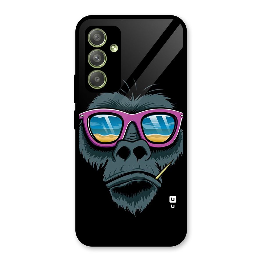 Cool Monkey Beach Sunglasses Glass Back Case for Galaxy A54