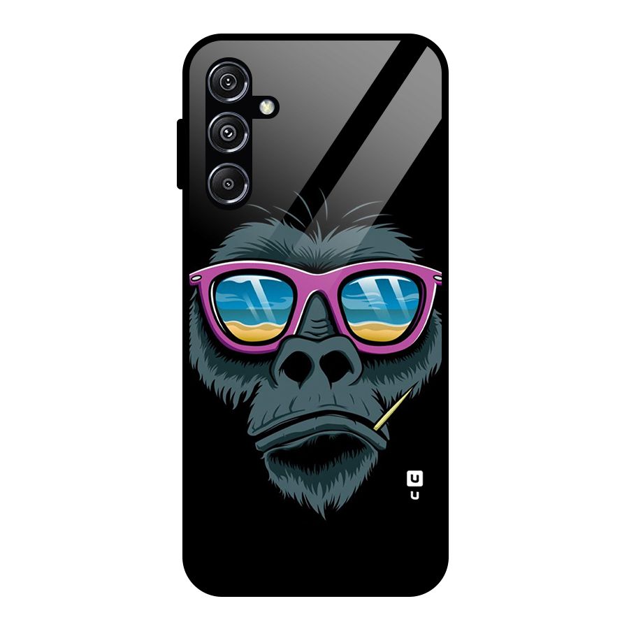 Cool Monkey Beach Sunglasses Glass Back Case for Galaxy M34 5G