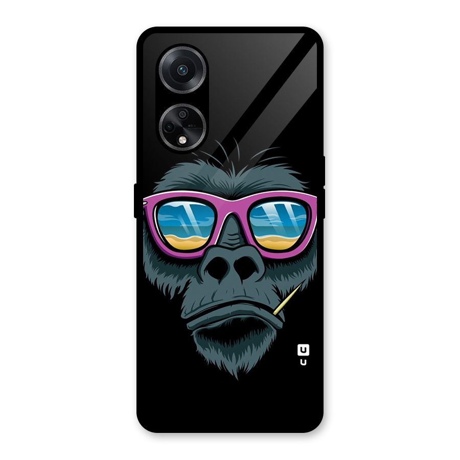 Cool Monkey Beach Sunglasses Glass Back Case for Oppo F23