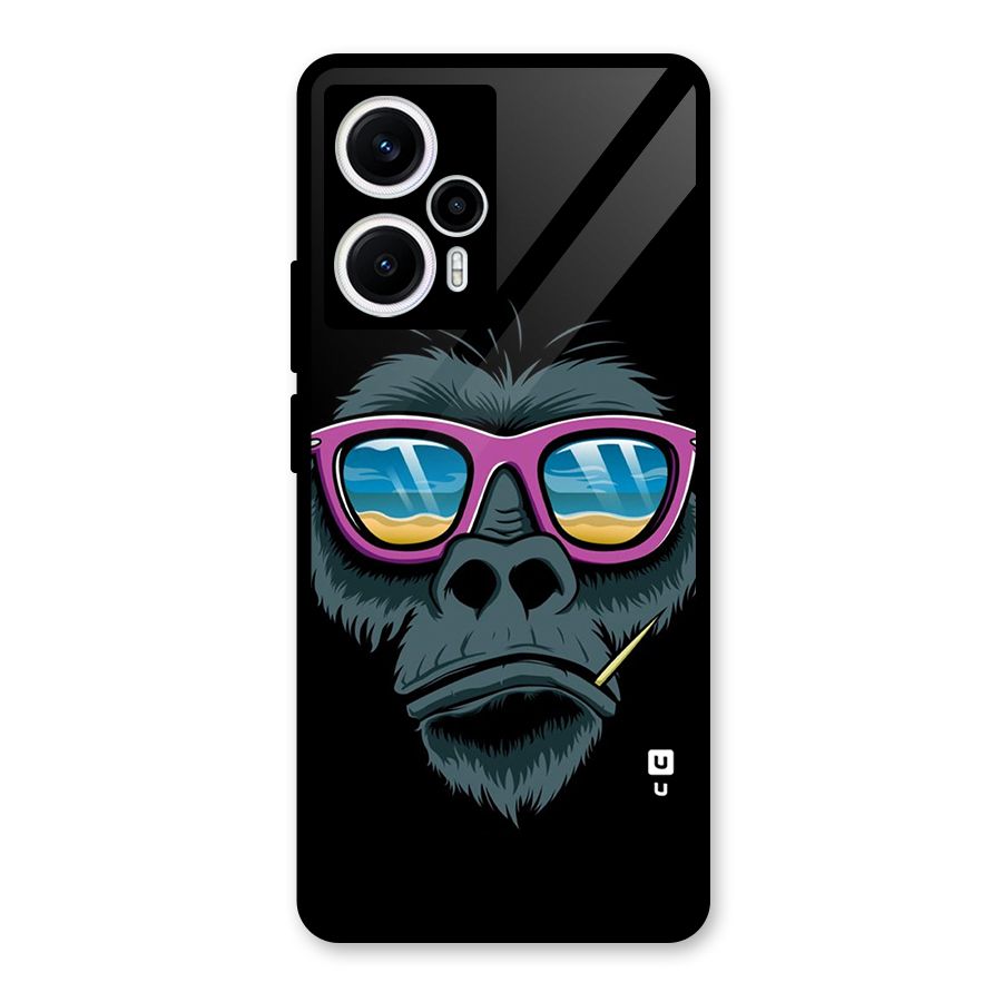 Cool Monkey Beach Sunglasses Glass Back Case for Poco F5