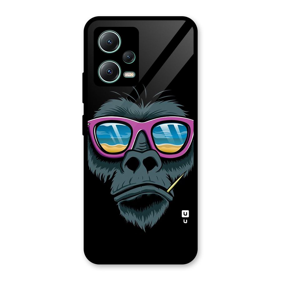 Cool Monkey Beach Sunglasses Glass Back Case for Poco X5