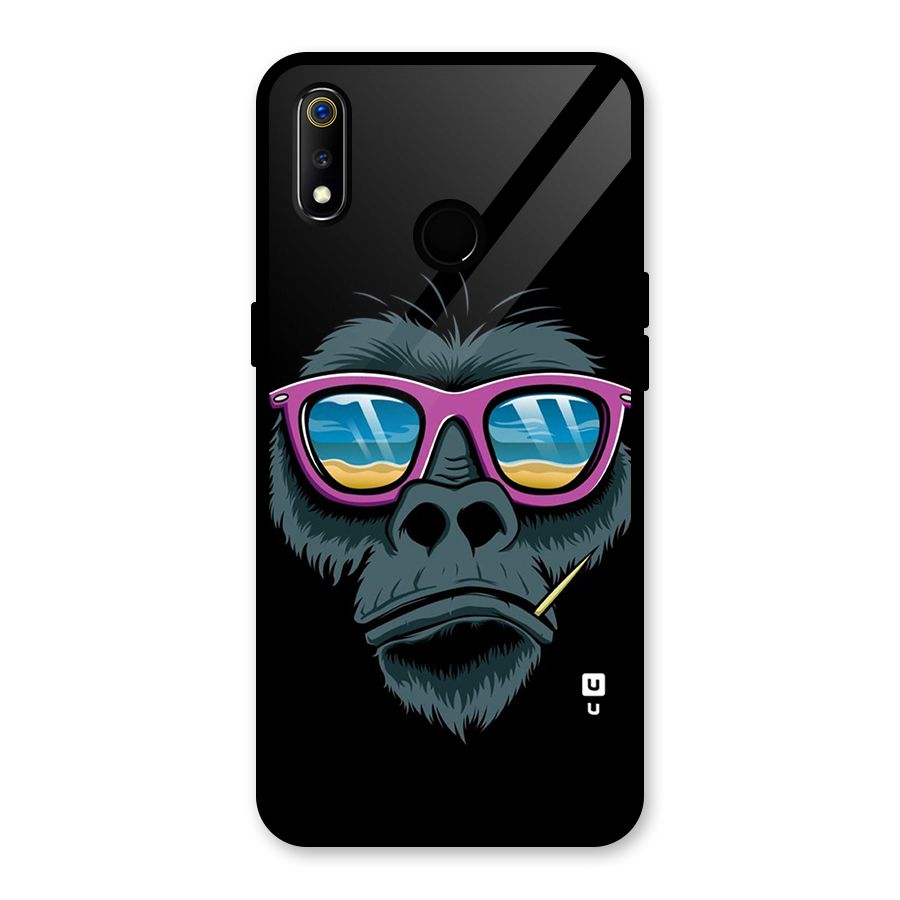 Cool Monkey Beach Sunglasses Glass Back Case for Realme 3