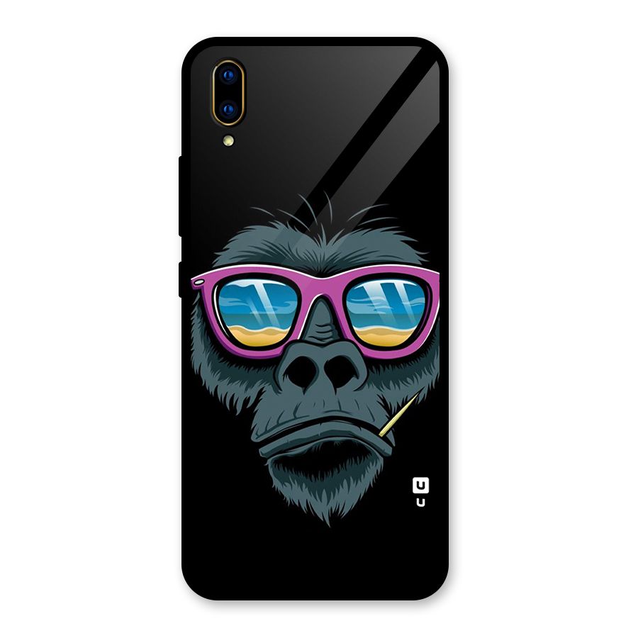 Cool Monkey Beach Sunglasses Glass Back Case for Vivo V11 Pro