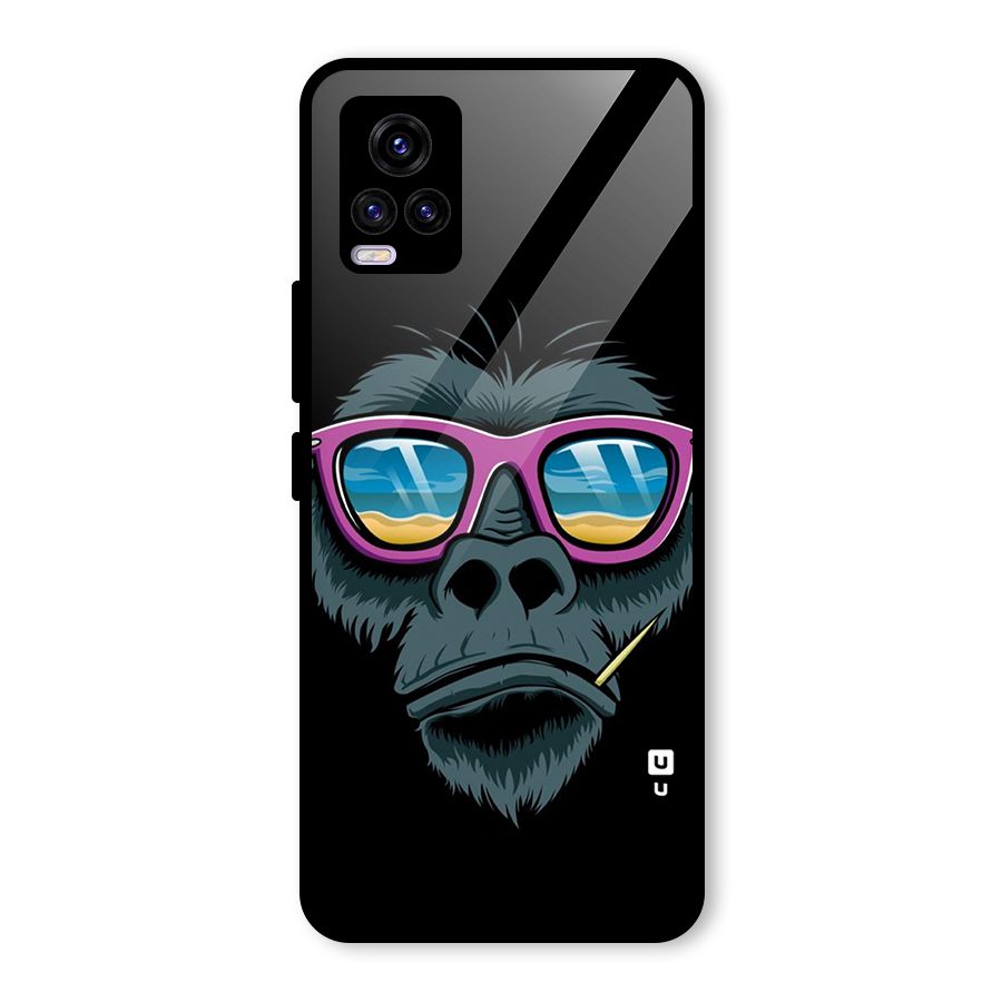 Cool Monkey Beach Sunglasses Glass Back Case for Vivo V20 2021