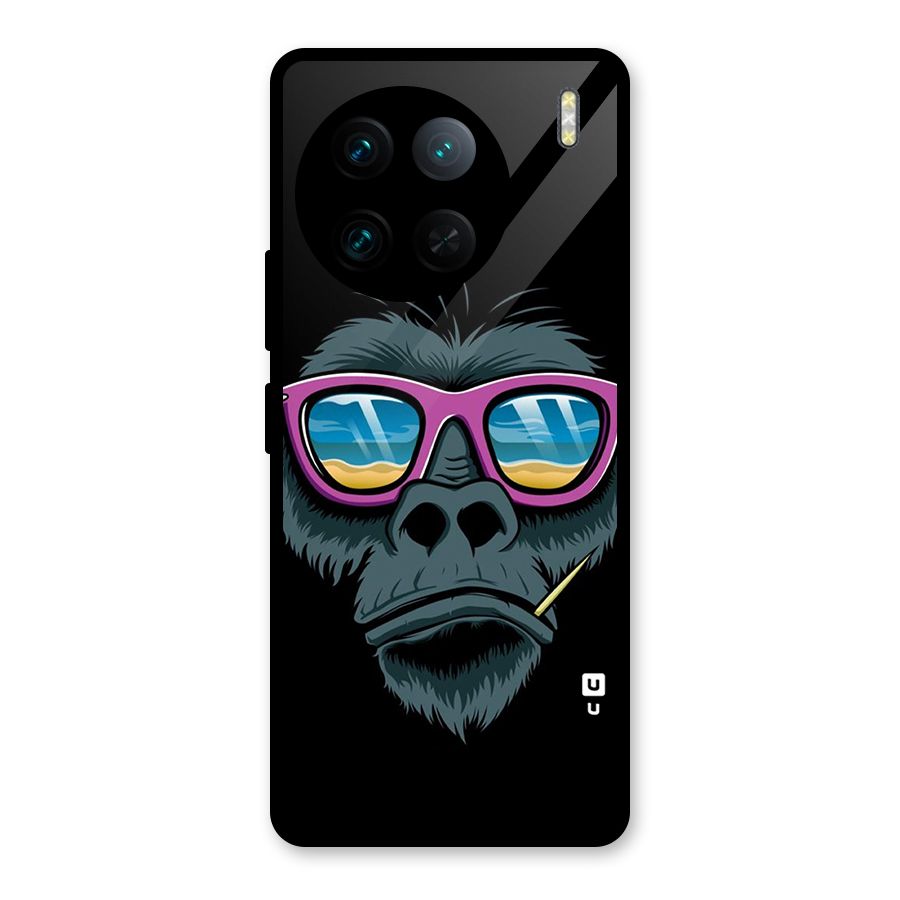 Cool Monkey Beach Sunglasses Glass Back Case for Vivo X90 Pro