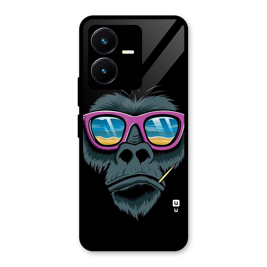 Cool Monkey Beach Sunglasses Glass Back Case for Vivo Y22s