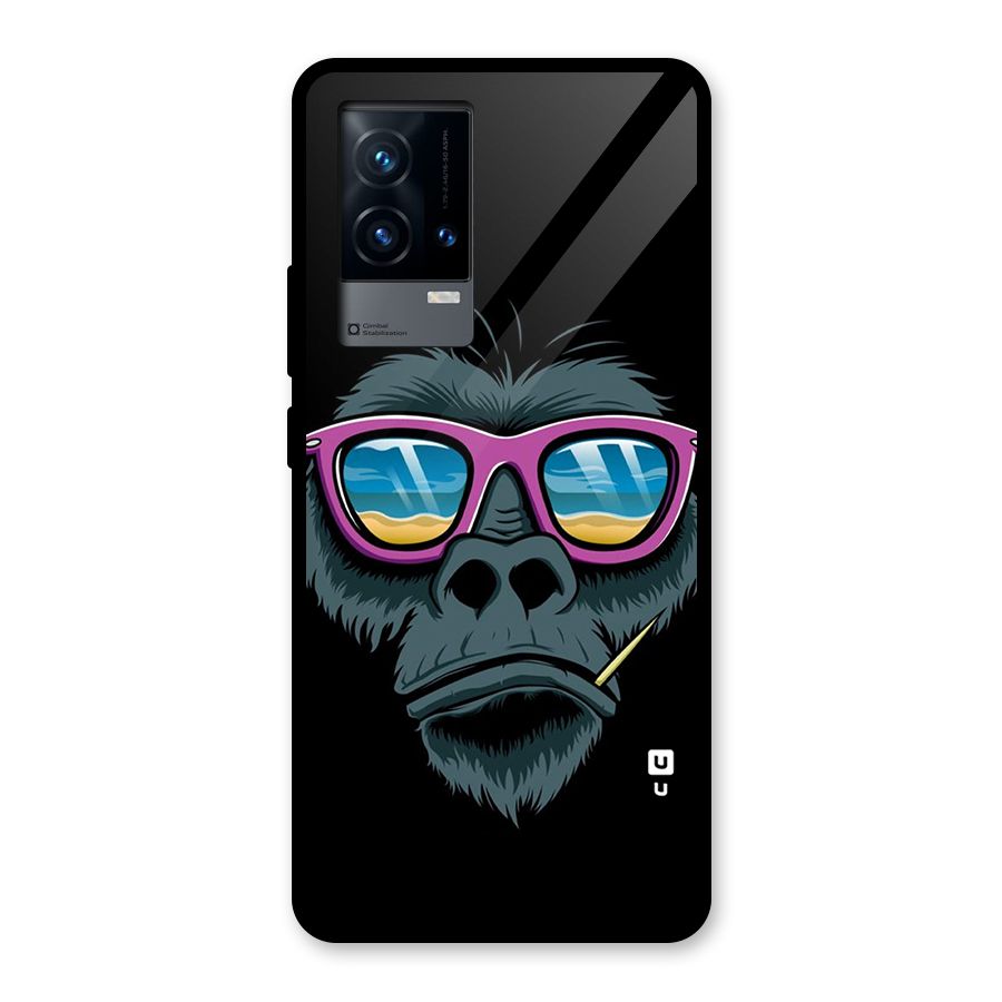 Cool Monkey Beach Sunglasses Glass Back Case for iQOO 9 5G