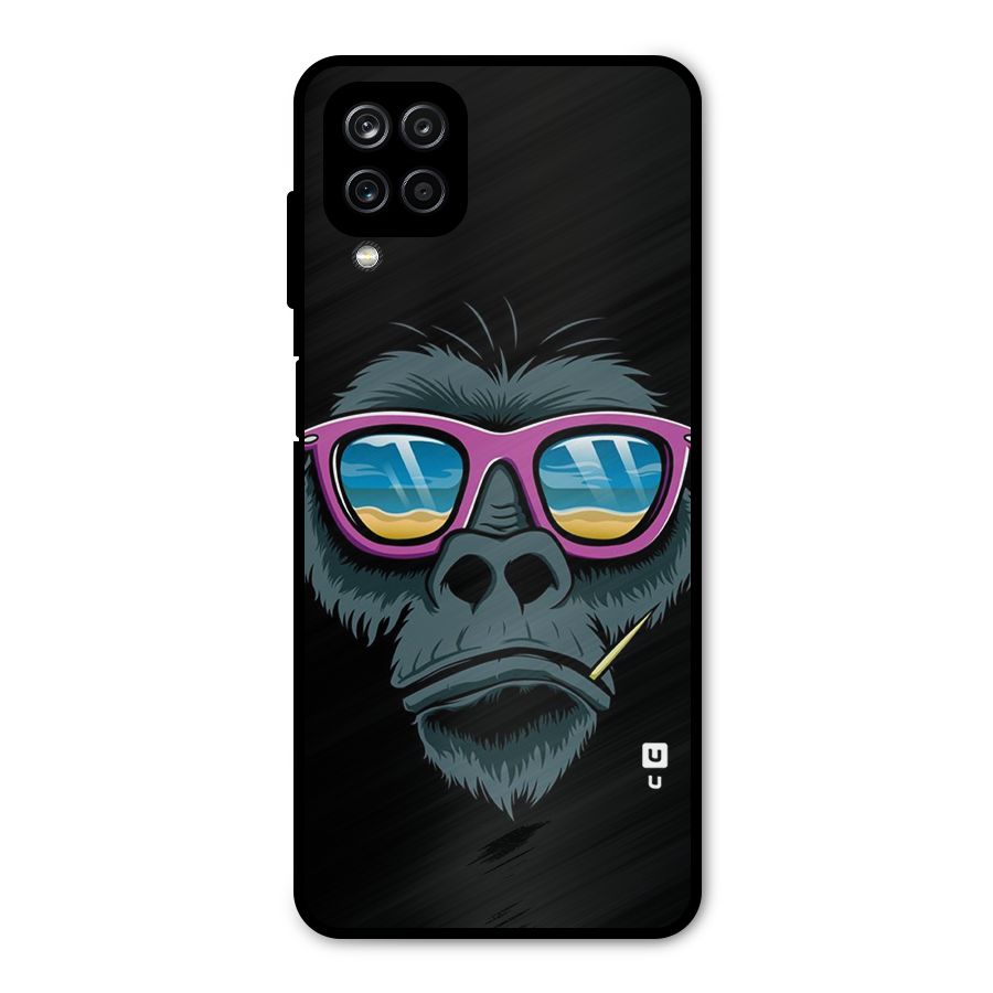 Cool Monkey Beach Sunglasses Metal Back Case for Galaxy A12