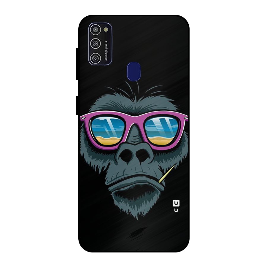 Cool Monkey Beach Sunglasses Metal Back Case for Galaxy M21