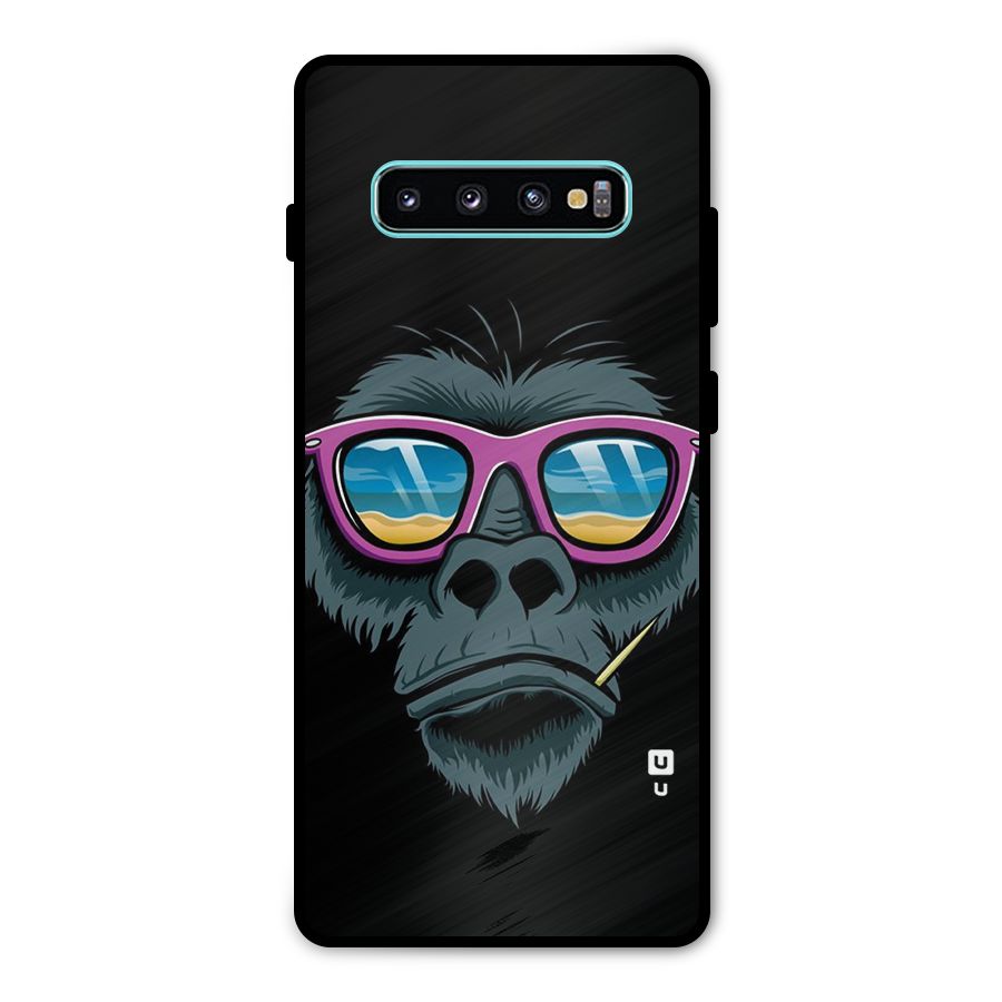 Cool Monkey Beach Sunglasses Metal Back Case for Galaxy S10 Plus
