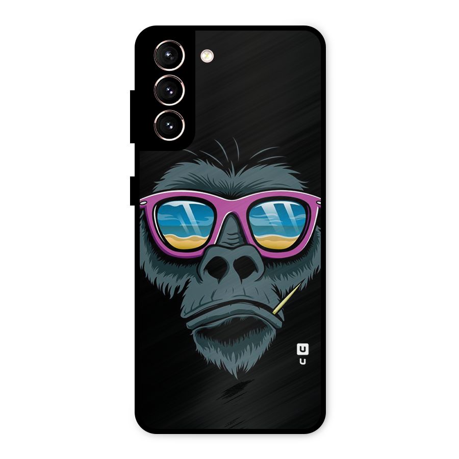 Cool Monkey Beach Sunglasses Metal Back Case for Galaxy S21 5G