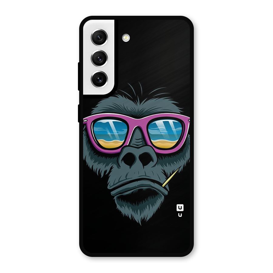 Cool Monkey Beach Sunglasses Metal Back Case for Galaxy S21 FE 5G