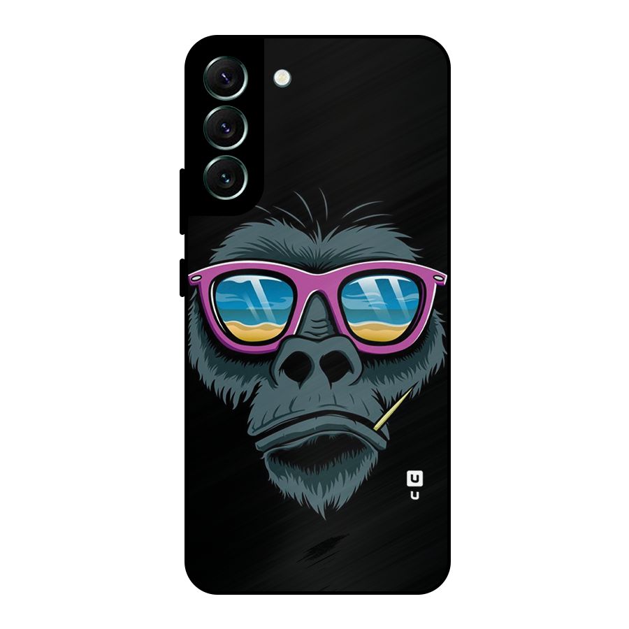 Cool Monkey Beach Sunglasses Metal Back Case for Galaxy S22 Plus 5G