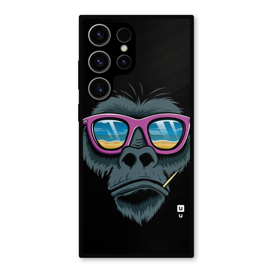 Cool Monkey Beach Sunglasses Metal Back Case for Galaxy S23 Ultra