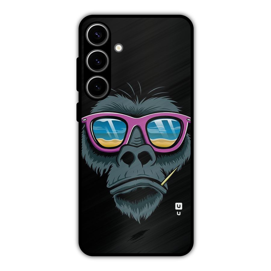 Cool Monkey Beach Sunglasses Metal Back Case for Galaxy S24 Plus