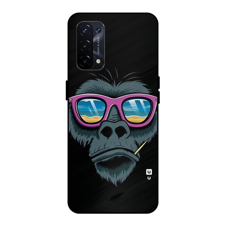 Cool Monkey Beach Sunglasses Metal Back Case for Oppo A74 5G