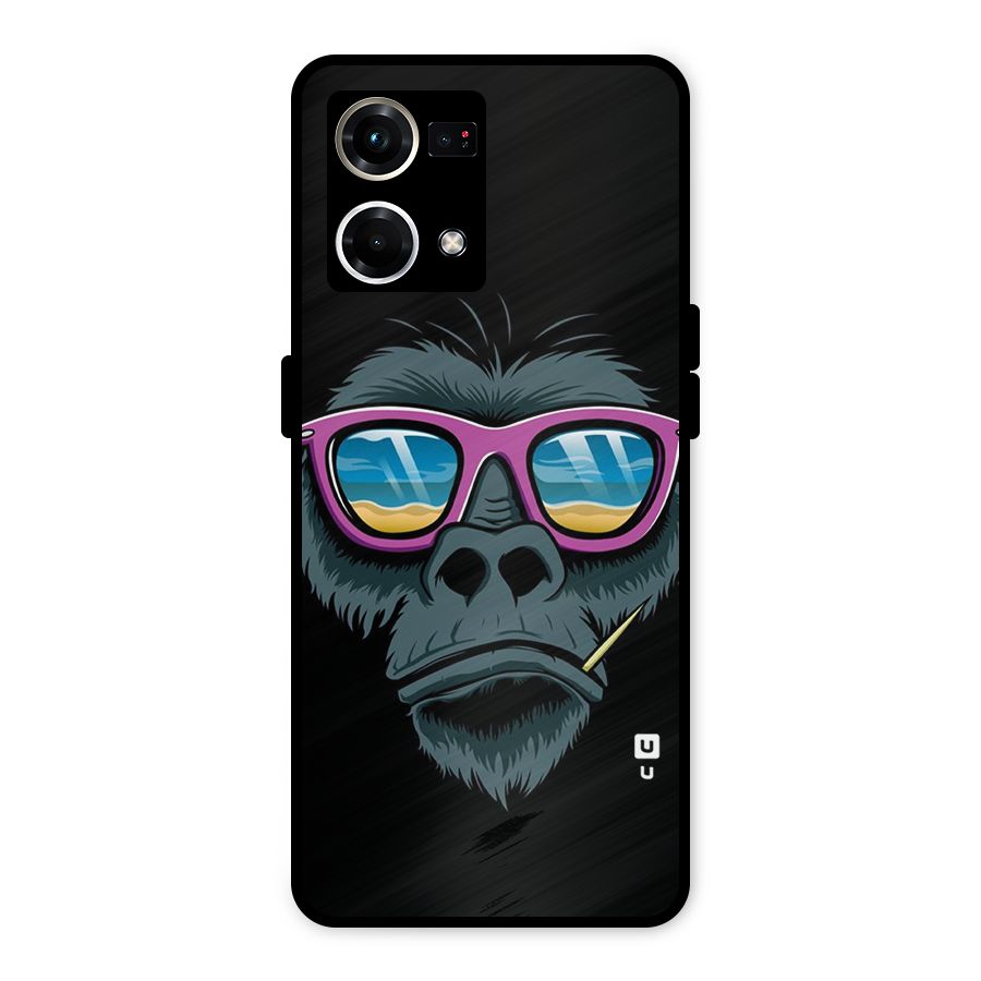 Cool Monkey Beach Sunglasses Metal Back Case for Oppo F21s Pro 4G