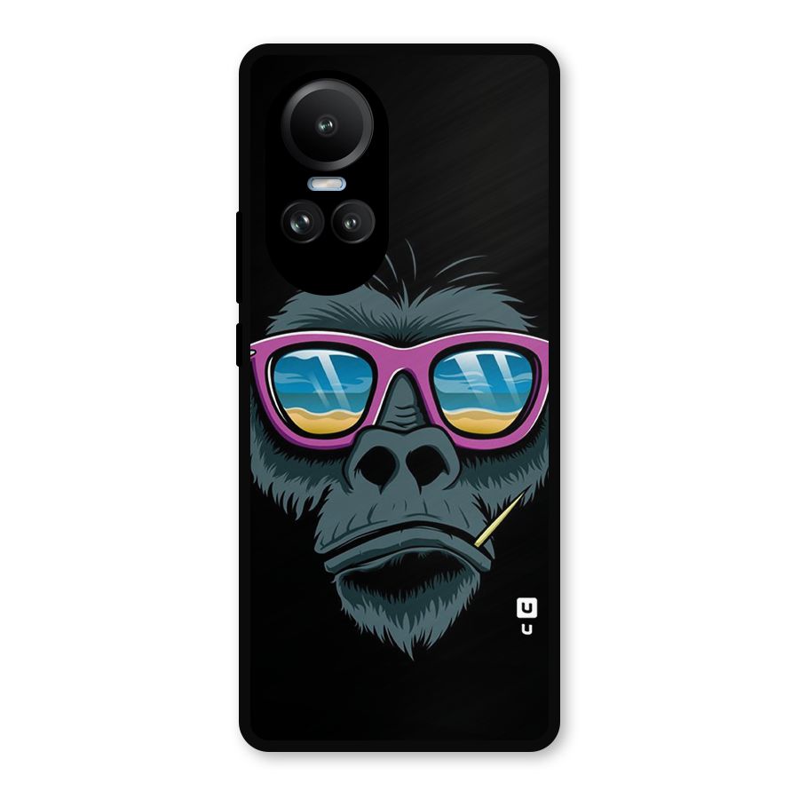 Cool Monkey Beach Sunglasses Metal Back Case for Oppo Reno10 Pro