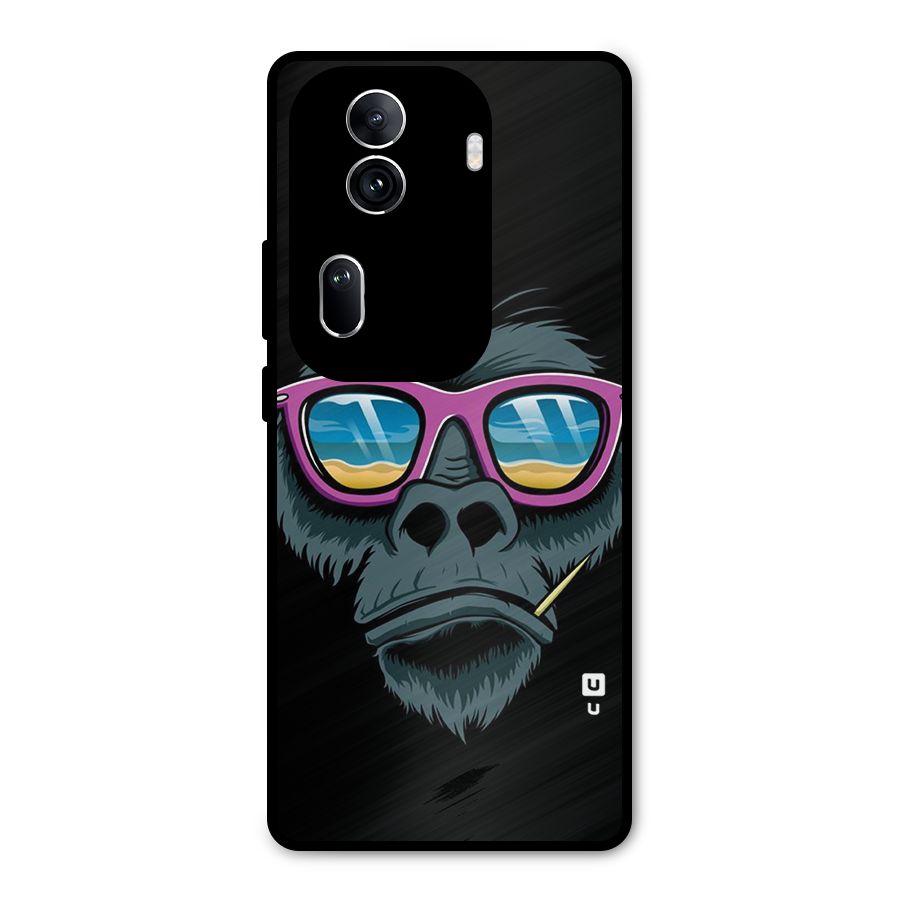 Cool Monkey Beach Sunglasses Metal Back Case for Oppo Reno11 Pro 5G