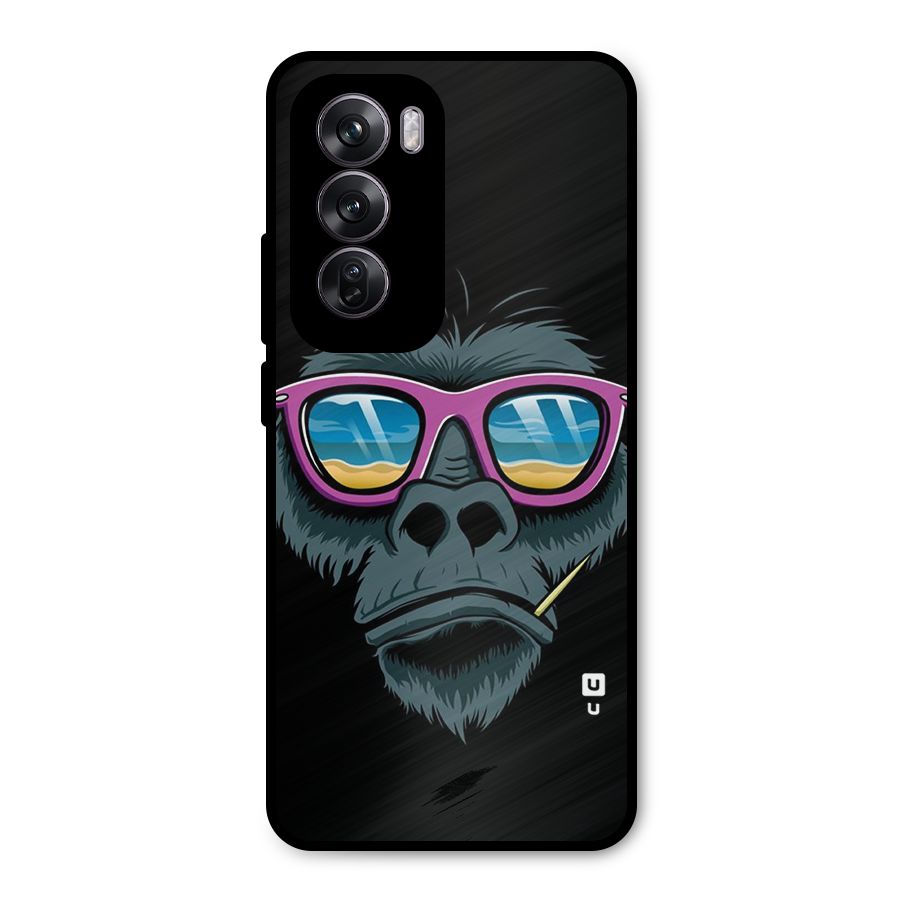 Cool Monkey Beach Sunglasses Metal Back Case for Oppo Reno12 Pro