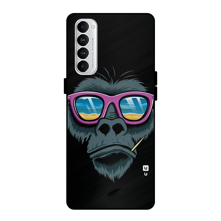 Cool Monkey Beach Sunglasses Metal Back Case for Oppo Reno4 Pro