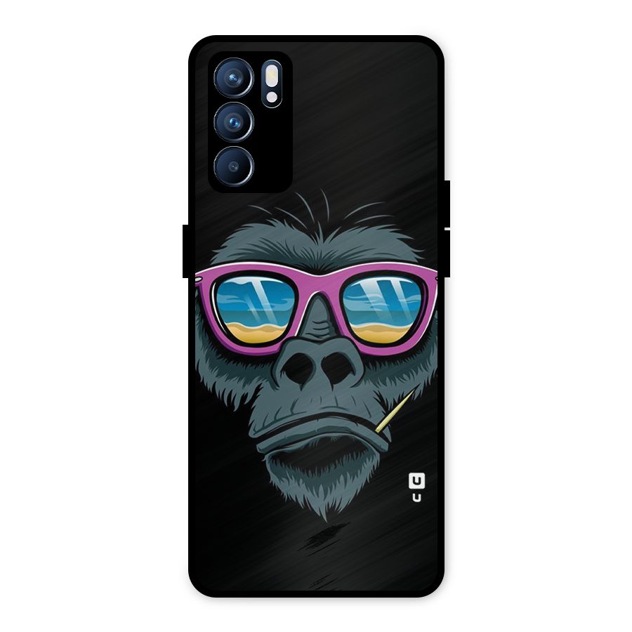Cool Monkey Beach Sunglasses Metal Back Case for Oppo Reno6 5G